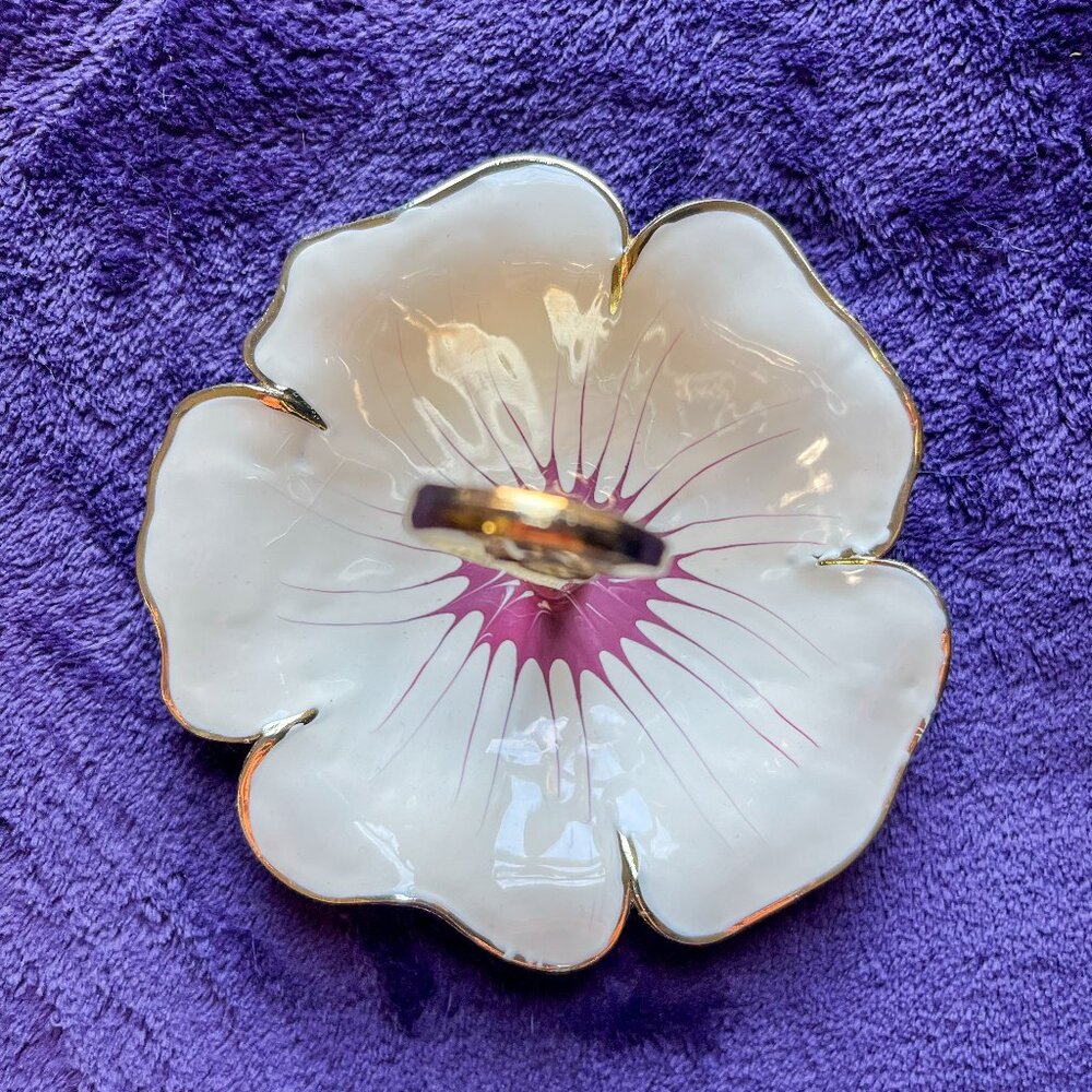 Cynthia Rowley New York Enameled Metal Jewelry Tray / Flower Bloom